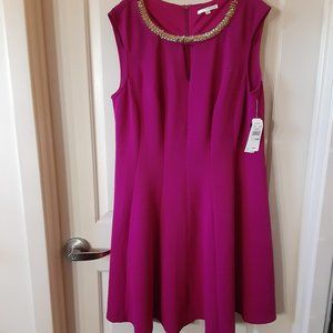 Studio One Purple Skater Dress with Gold Beads 18W
